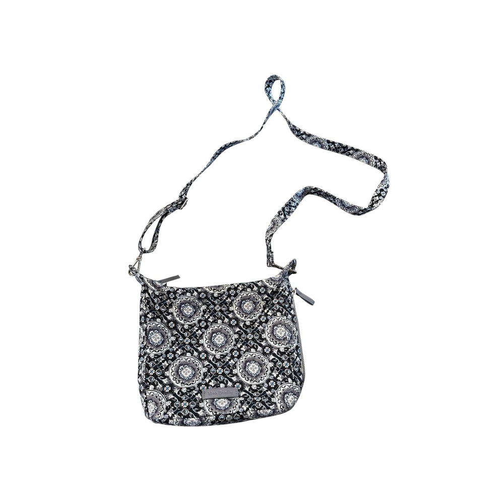 Vera Bradley Quilted Cotton Crossbody Bag Charcoal Medallion Floral Shoulder